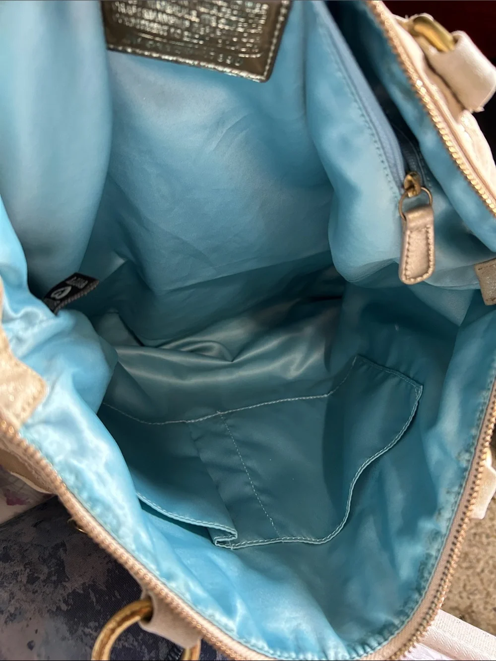 Coach Tan Signature Canvas Shoulder Tote with Gold Hardware